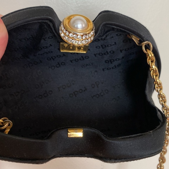 Vintage Black Rodo Italy Silk Bag Clutch Evening Bag - Picture 3 of 12